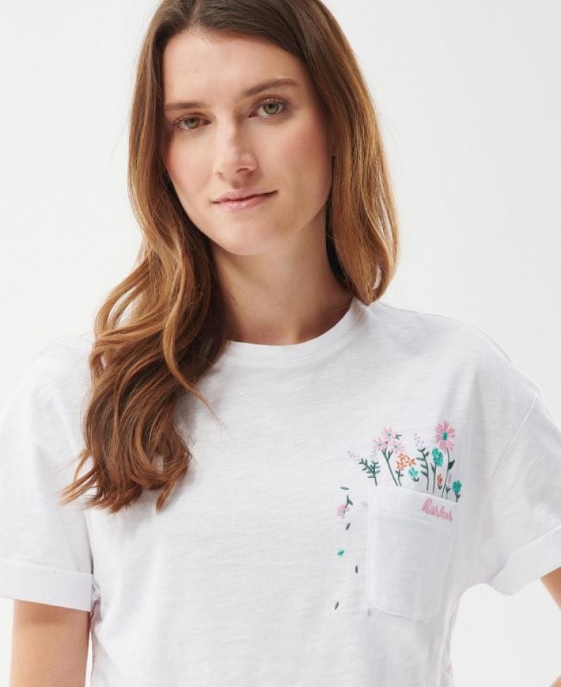 White Women Barbour Evergreen T-Shirts | US-8325QCAPF