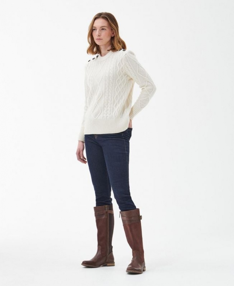 White Women Barbour Greyling Knitted Sweater | US-6402XNBAW