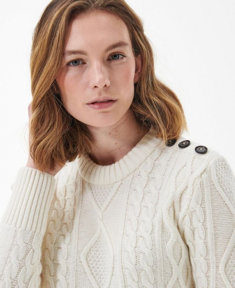 White Women Barbour Greyling Knitted Sweater | US-6402XNBAW