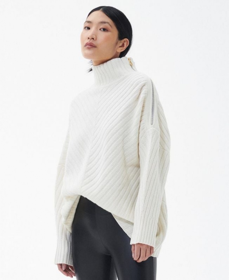 White Women Barbour Holwick Knitted Sweater | US-4058ROGFW