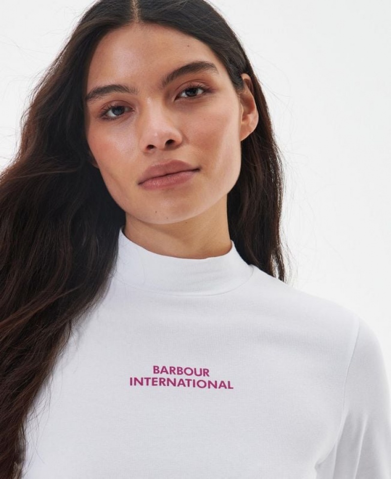 White Women Barbour International Benson T-Shirts | US-4278SKFZM