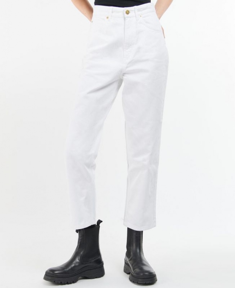 White Women Barbour International Garcia High Rise Jeans | US-2039HKJBZ