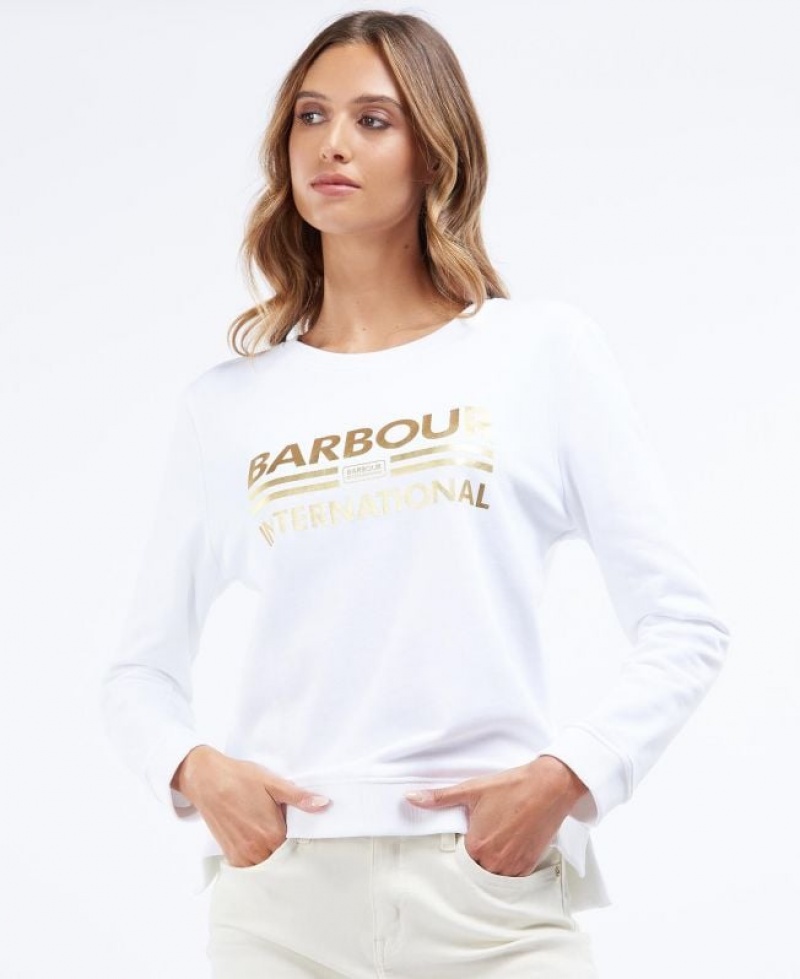 White Women Barbour International Originals Crew Sweatshirt | US-9642MNCIS