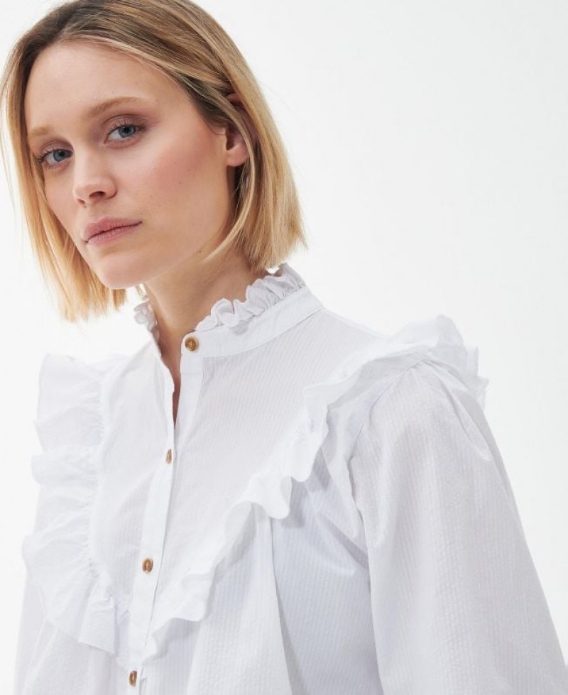 White Women Barbour Laverne Shirts | US-5792JEHIR