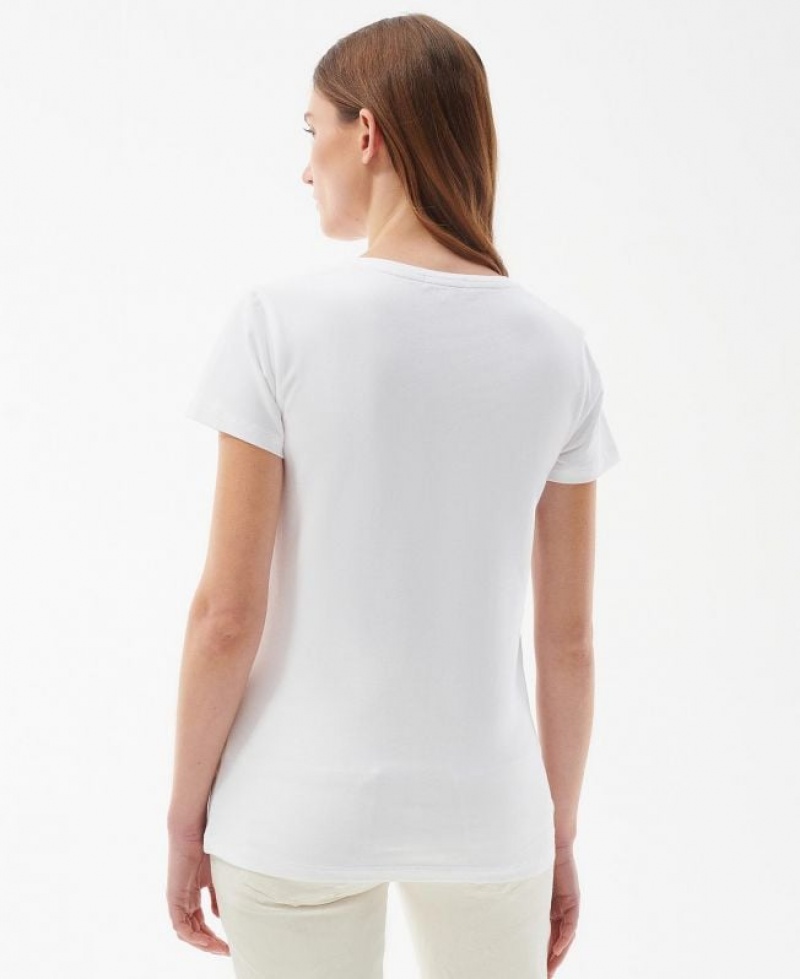 White Women Barbour Melrose T-Shirts | US-0849DFZEH