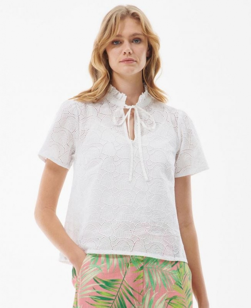 White Women Barbour Palmetto Blouses | US-4835FXTKR