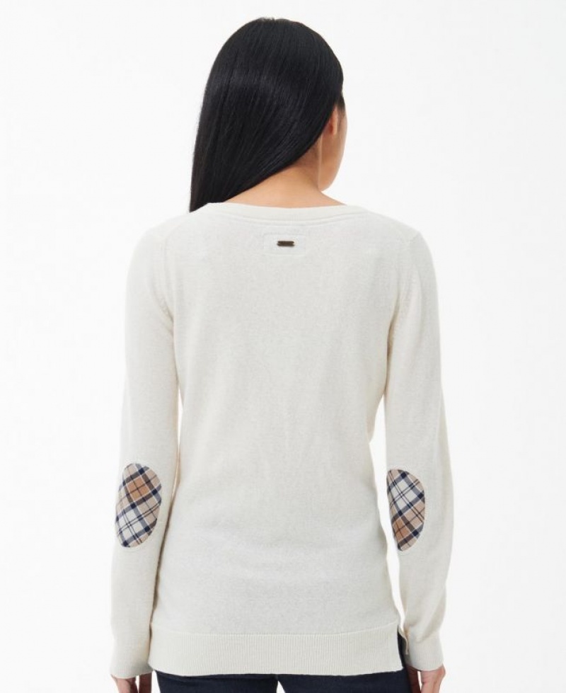 White Women Barbour Pendle Knitted Sweater | US-6047ZFYGT