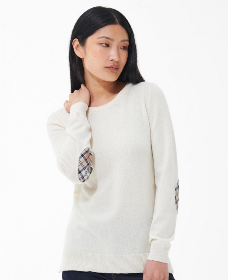 White Women Barbour Pendle Knitted Sweater | US-6047ZFYGT