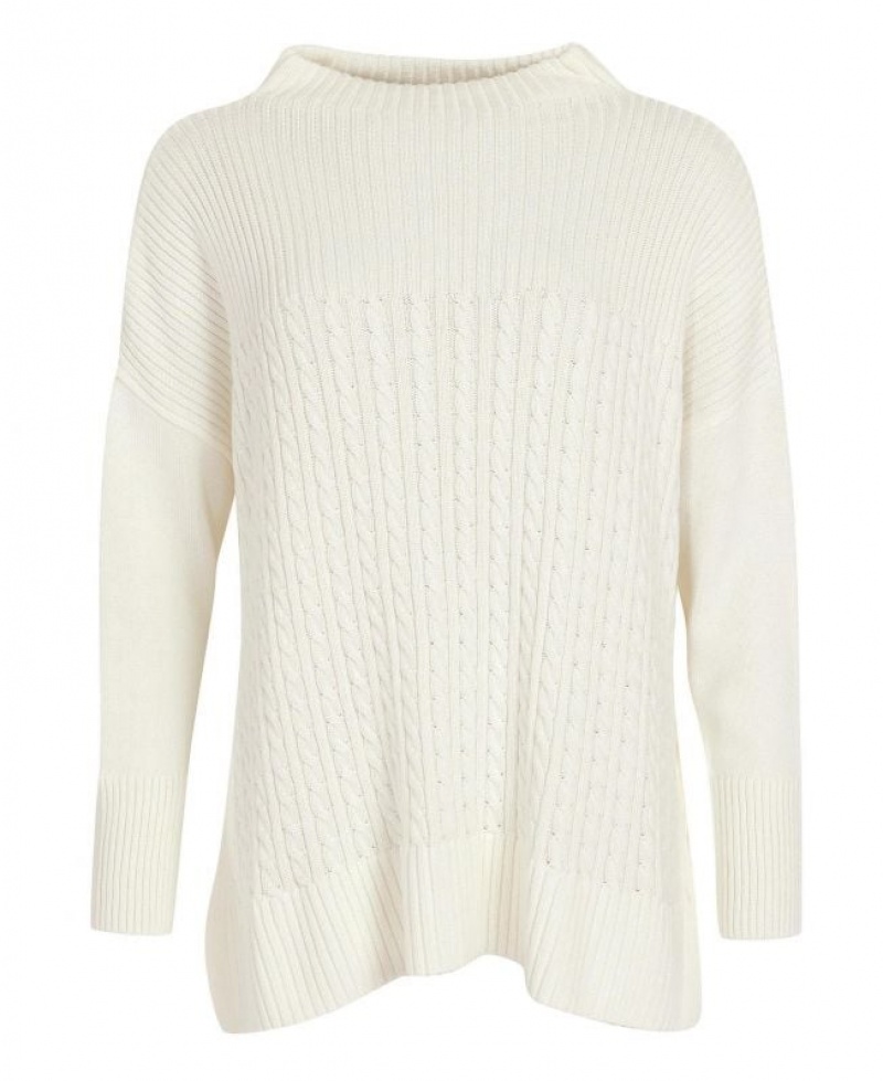 White Women Barbour Stitch Guernsey Cape Sweater | US-0527XIGUS