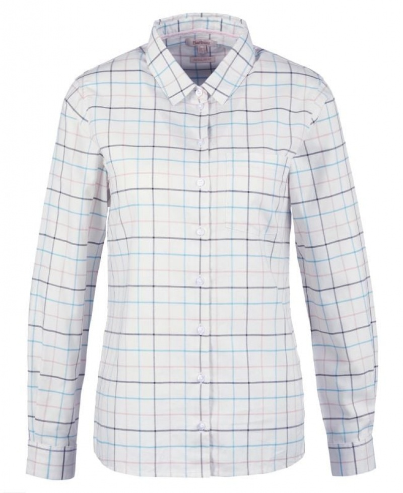 White Women Barbour Triplebar Shirts | US-8057DYKET