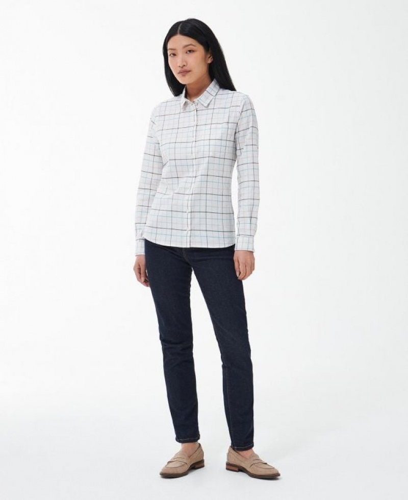 White Women Barbour Triplebar Shirts | US-8057DYKET