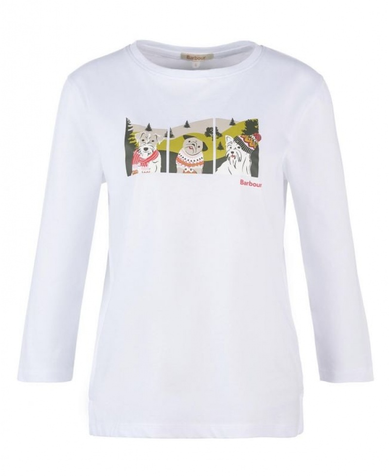 White Women Barbour Winter Hopewell T-Shirts | US-1027ATYNR