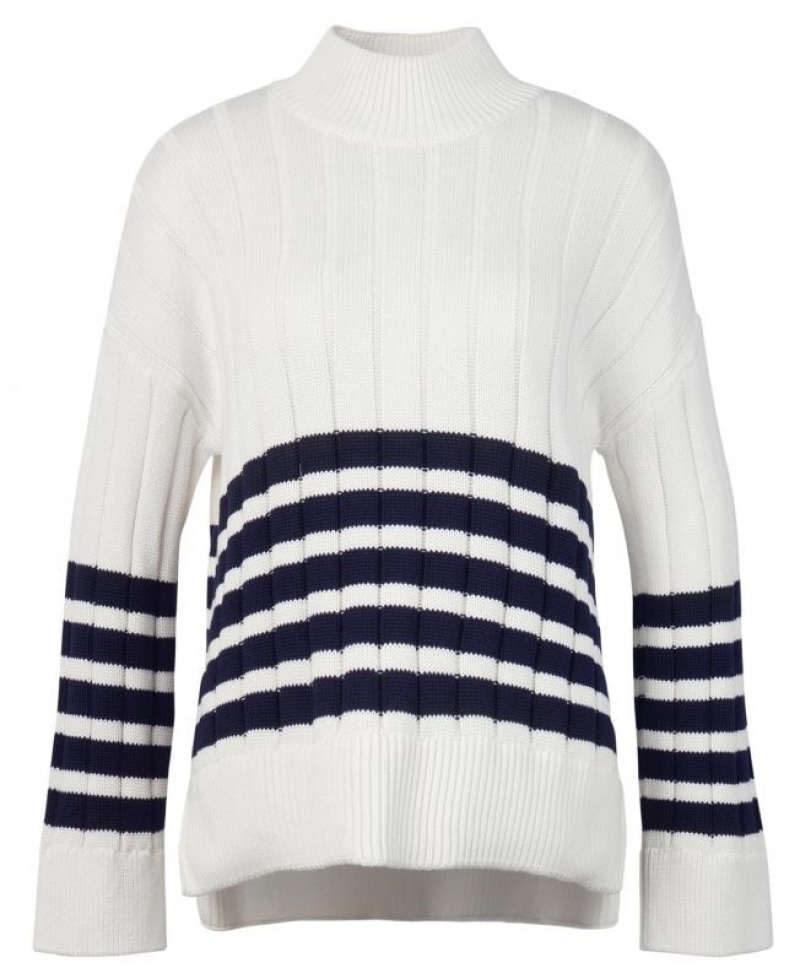 White / Black Women Barbour Aster Knitted Sweater | US-5047VTHGS