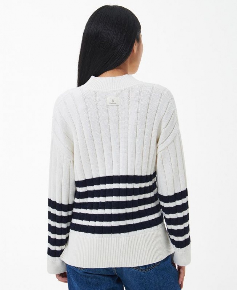 White / Black Women Barbour Aster Knitted Sweater | US-5047VTHGS