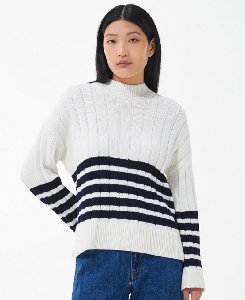 White / Black Women Barbour Aster Knitted Sweater | US-5047VTHGS