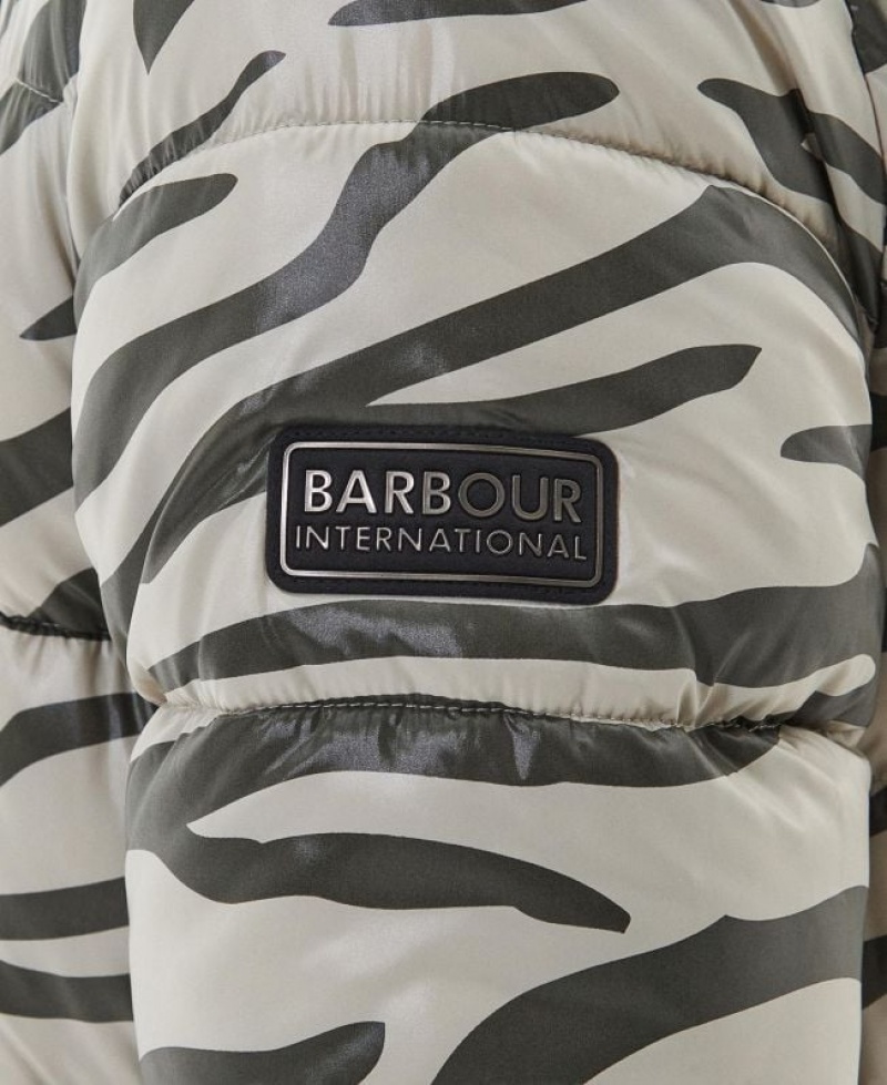 White / Black Women Barbour International Printed London Quilted Jacket | US-6932HWUAG