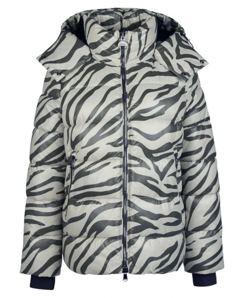 White / Black Women Barbour International Printed Chicago Quilted Jacket | US-3915BXPUW