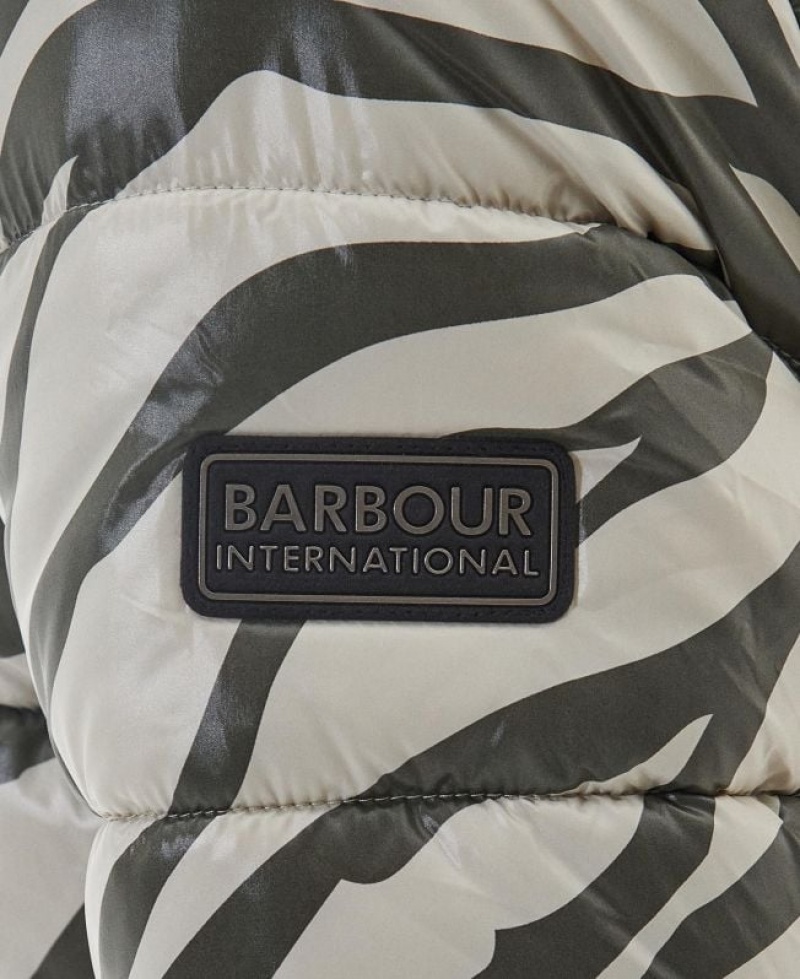 White / Black Women Barbour International Printed Chicago Quilted Jacket | US-3915BXPUW