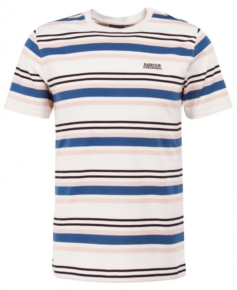 White / Black / Blue Men Barbour International Norwood T-Shirts | US-3294ZYSHI