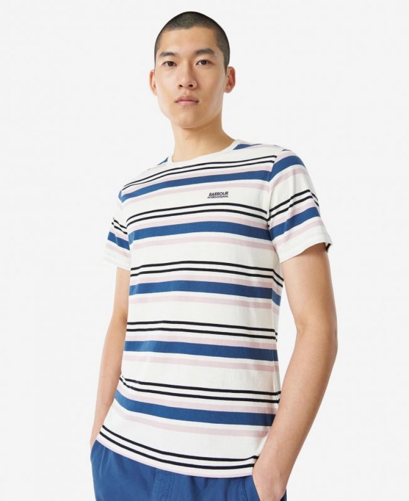 White / Black / Blue Men Barbour International Norwood T-Shirts | US-3294ZYSHI