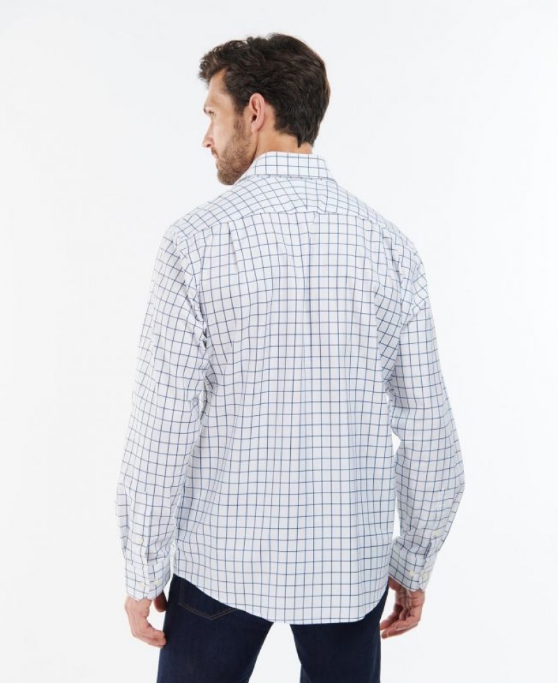 White / Blue Men Barbour Hanstead Country Active Shirts | US-1972VRBUW