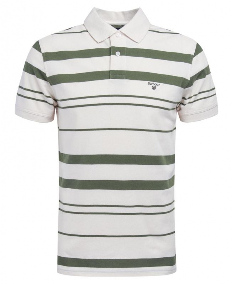 White / Green Men Barbour Halden Polo Shirt | US-6780GJHCM