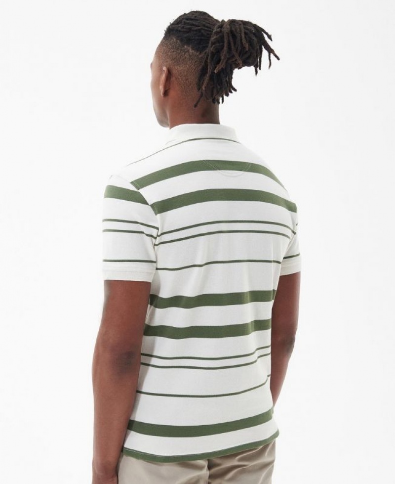 White / Green Men Barbour Halden Polo Shirt | US-6780GJHCM