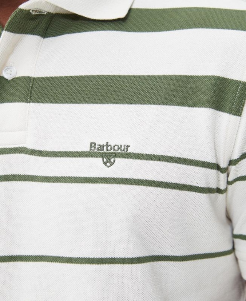 White / Green Men Barbour Halden Polo Shirt | US-6780GJHCM