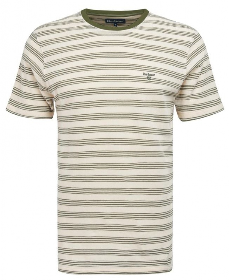 White / Green Men Barbour Sherburn T-Shirts | US-6987SIUNZ