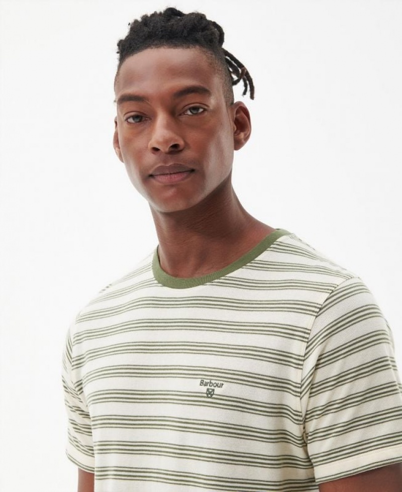 White / Green Men Barbour Sherburn T-Shirts | US-6987SIUNZ