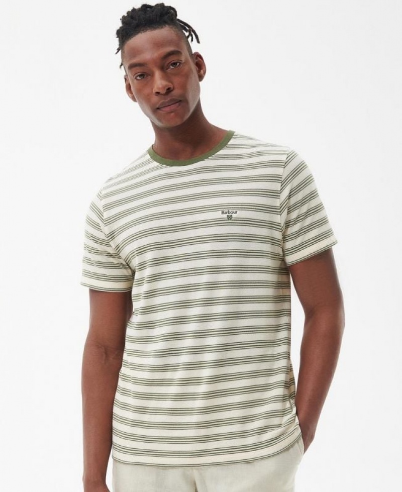 White / Green Men Barbour Sherburn T-Shirts | US-6987SIUNZ