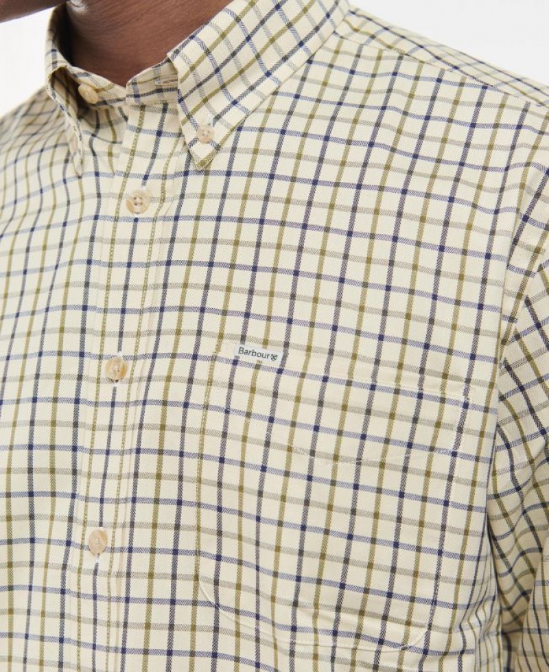 White / Green / Blue Men Barbour Tattersall Shirts | US-0768EOJMG