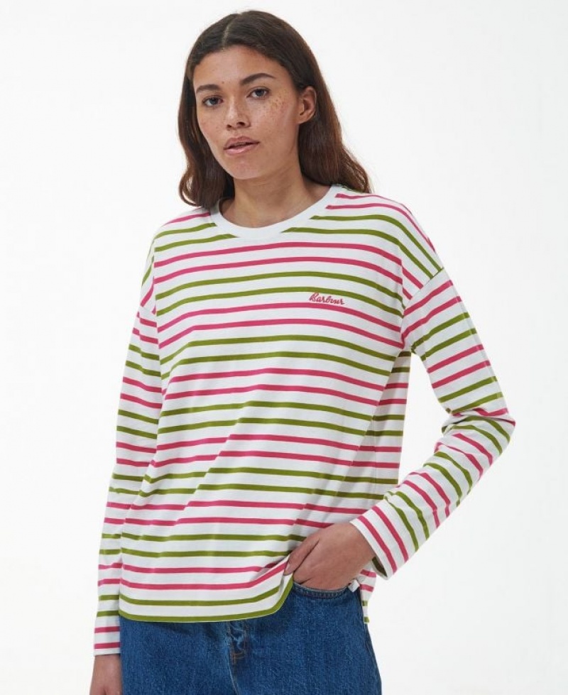 White / Green / Pink Women Barbour Samphire Blouses | US-5807WKORP