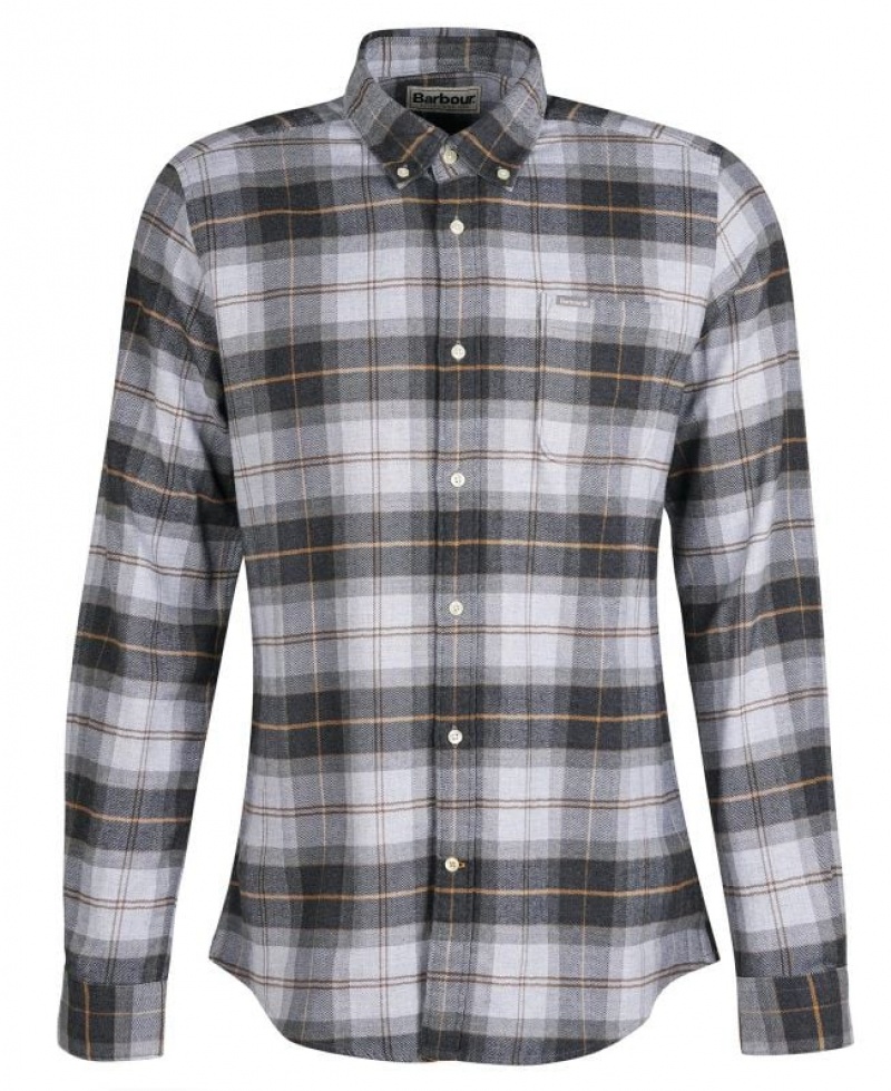 White / Grey Men Barbour Kyeloch Tailored Shirts | US-9286YMVUP