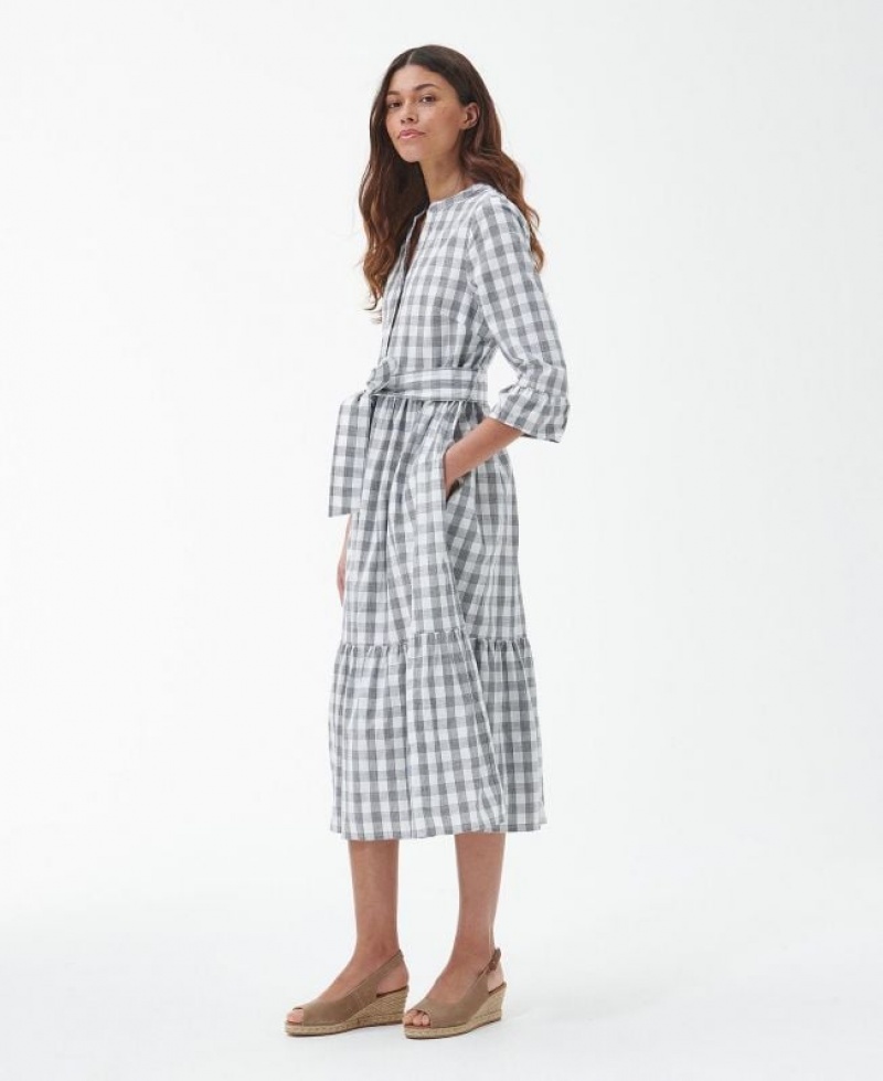 White / Grey Women Barbour Seamills Midi Dress | US-3428CYEUG