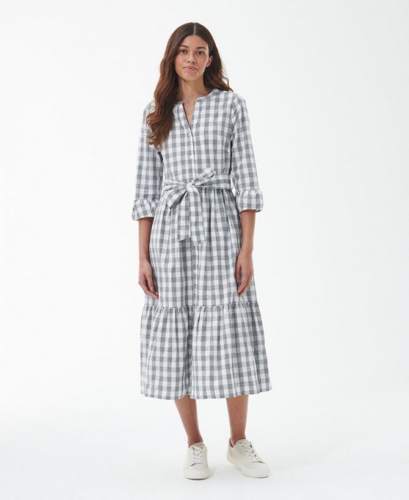 White / Grey Women Barbour Seamills Midi Dress | US-3428CYEUG