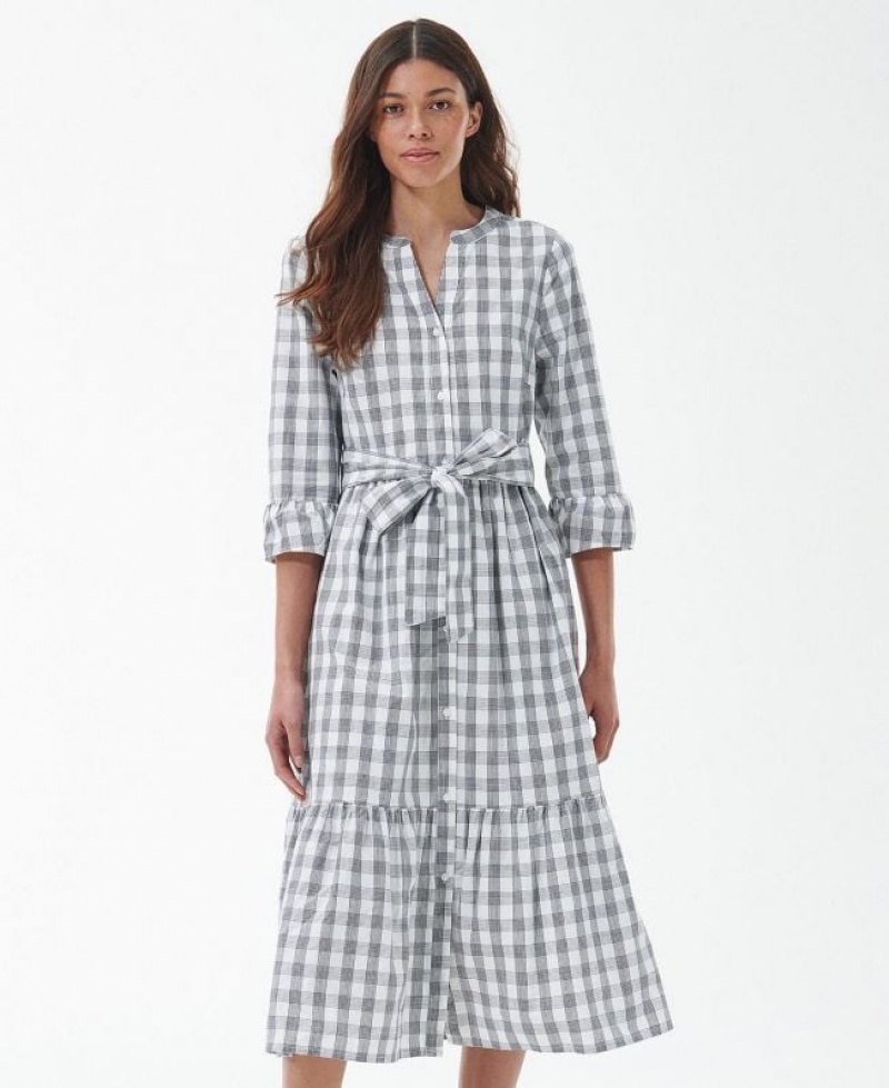 White / Grey Women Barbour Seamills Midi Dress | US-3428CYEUG