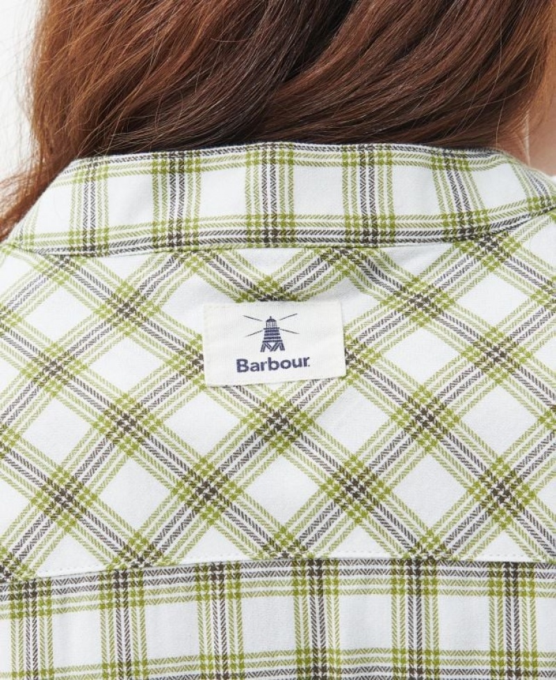 White / Light Green Women Barbour Mersea Shirts | US-1780DOUBK