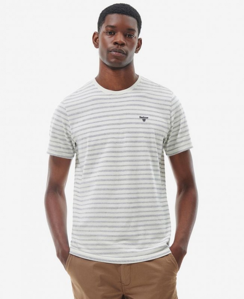 White / Navy Men Barbour Billingham Pique T-Shirts | US-7316RDLZE