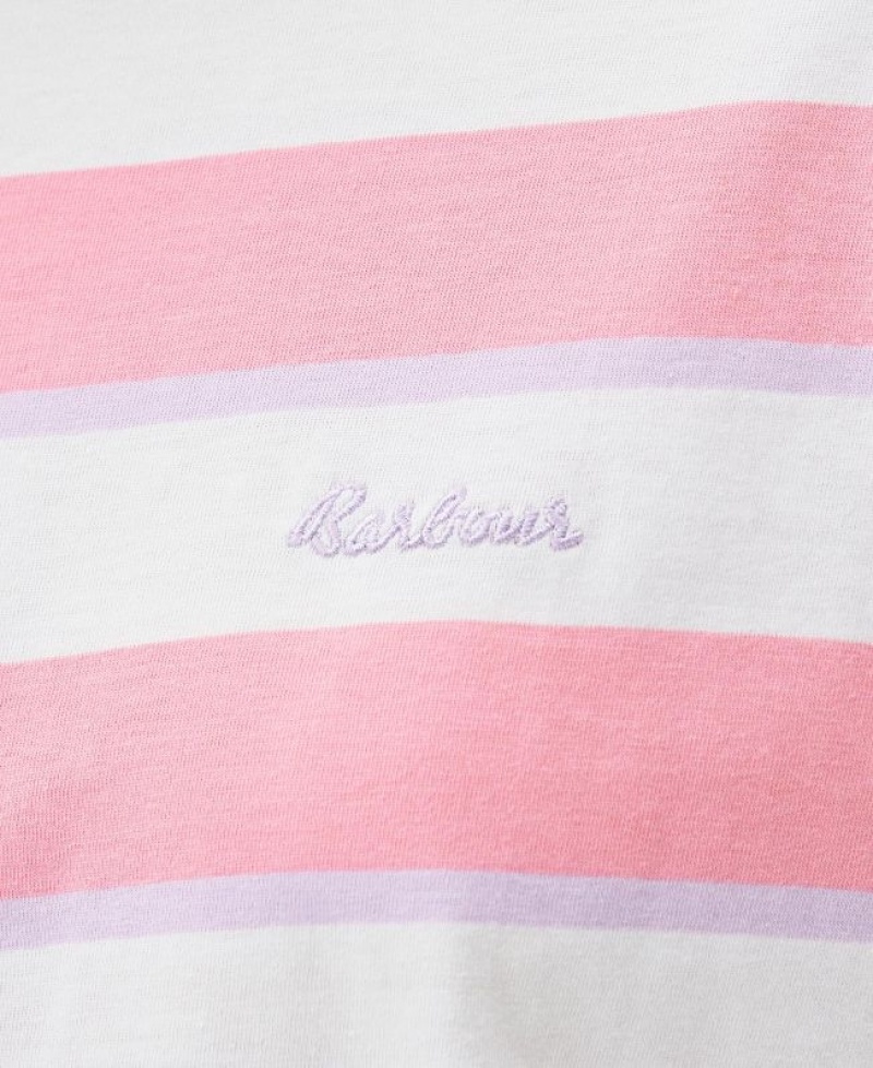 White / Pink Women Barbour Acanthus T-Shirts | US-1098PIKND