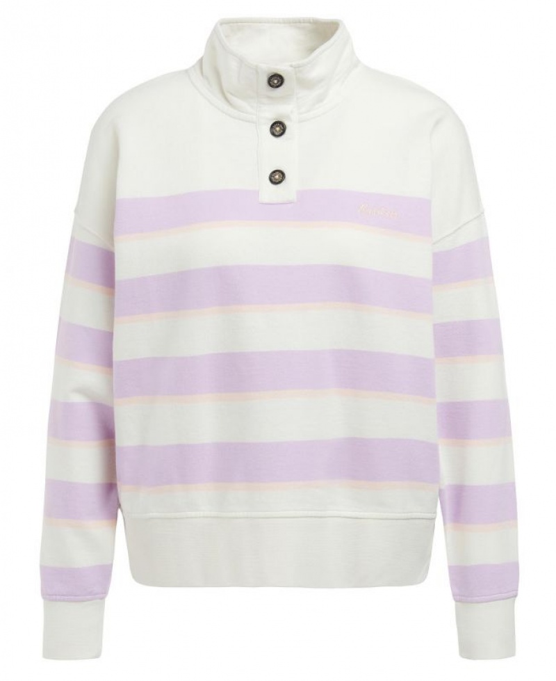 White / Purple Women Barbour Snapdragon Sweatshirt | US-8579FMBZI