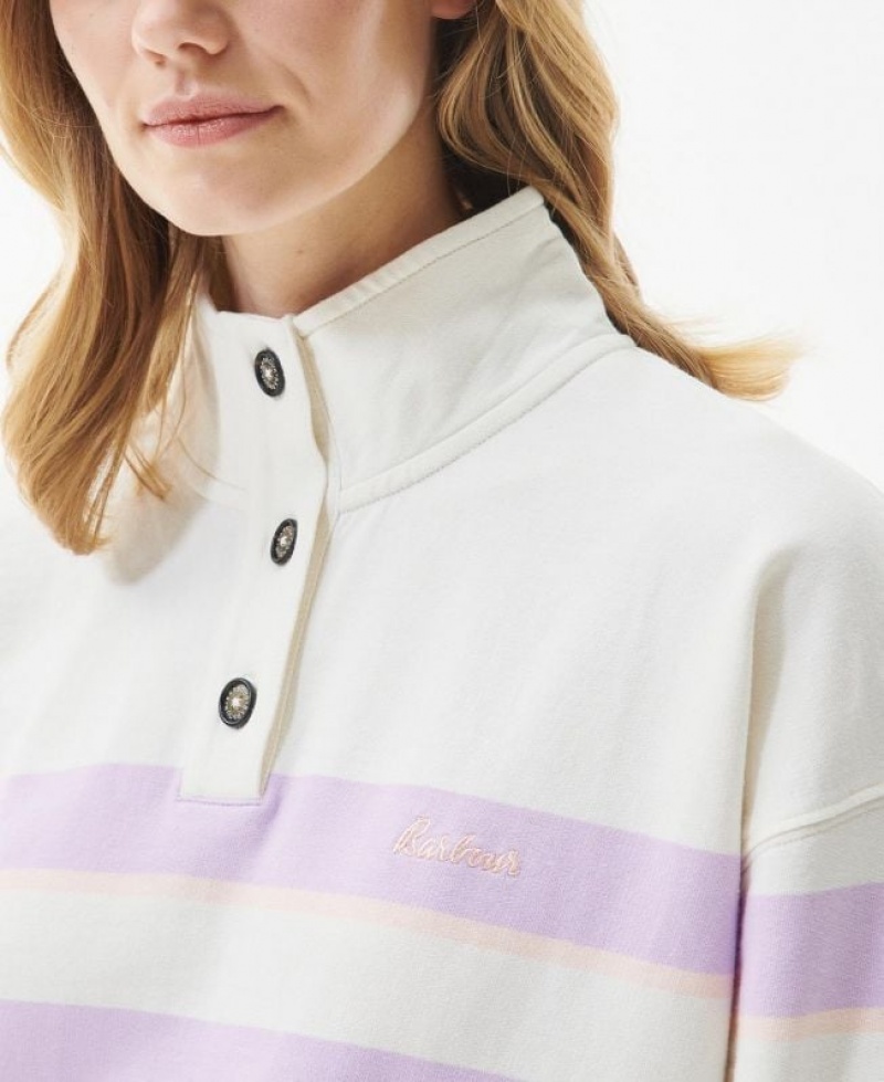 White / Purple Women Barbour Snapdragon Sweatshirt | US-8579FMBZI