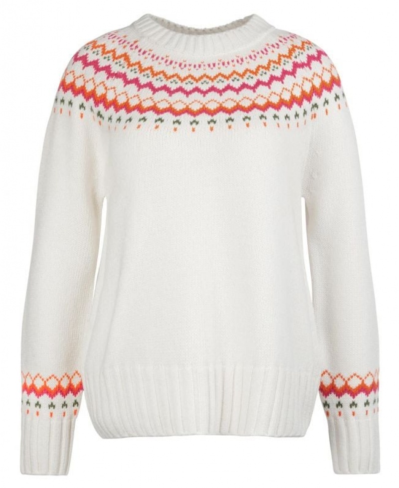 White / Red Women Barbour Tidal Knitted Sweater | US-0438TQUHW