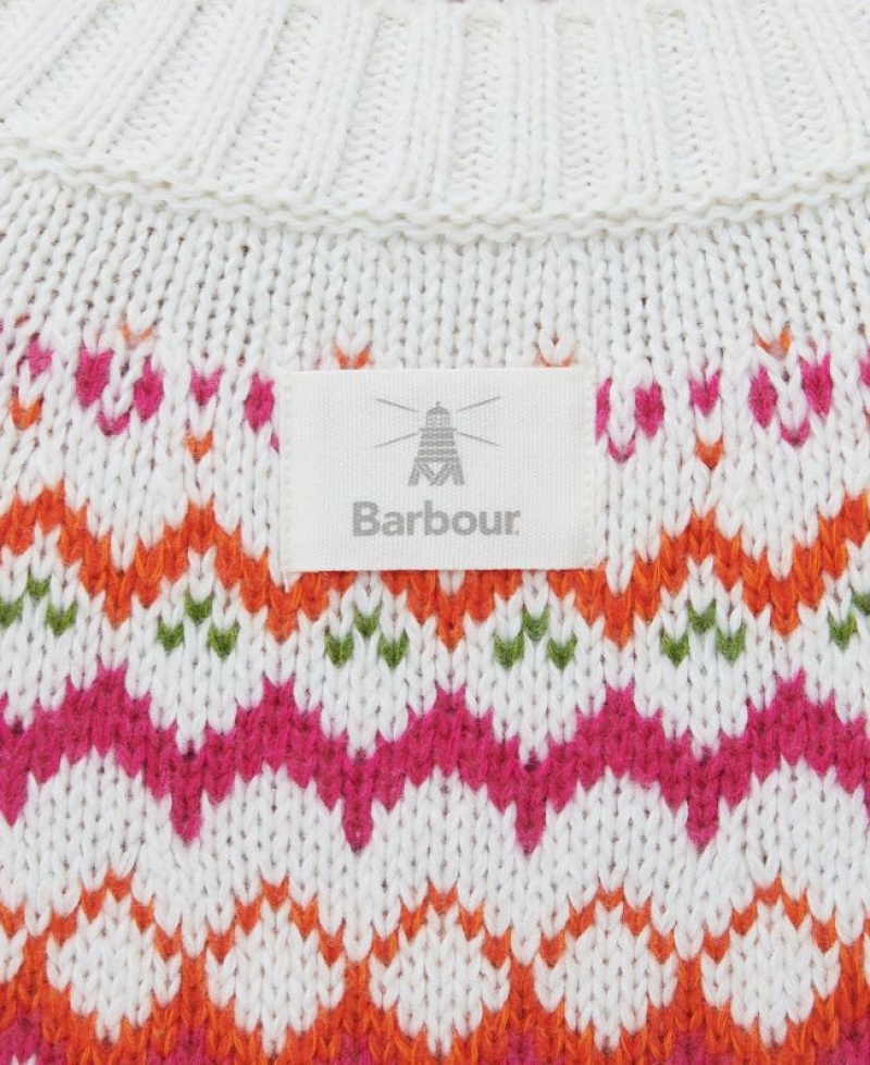 White / Red Women Barbour Tidal Knitted Sweater | US-0438TQUHW