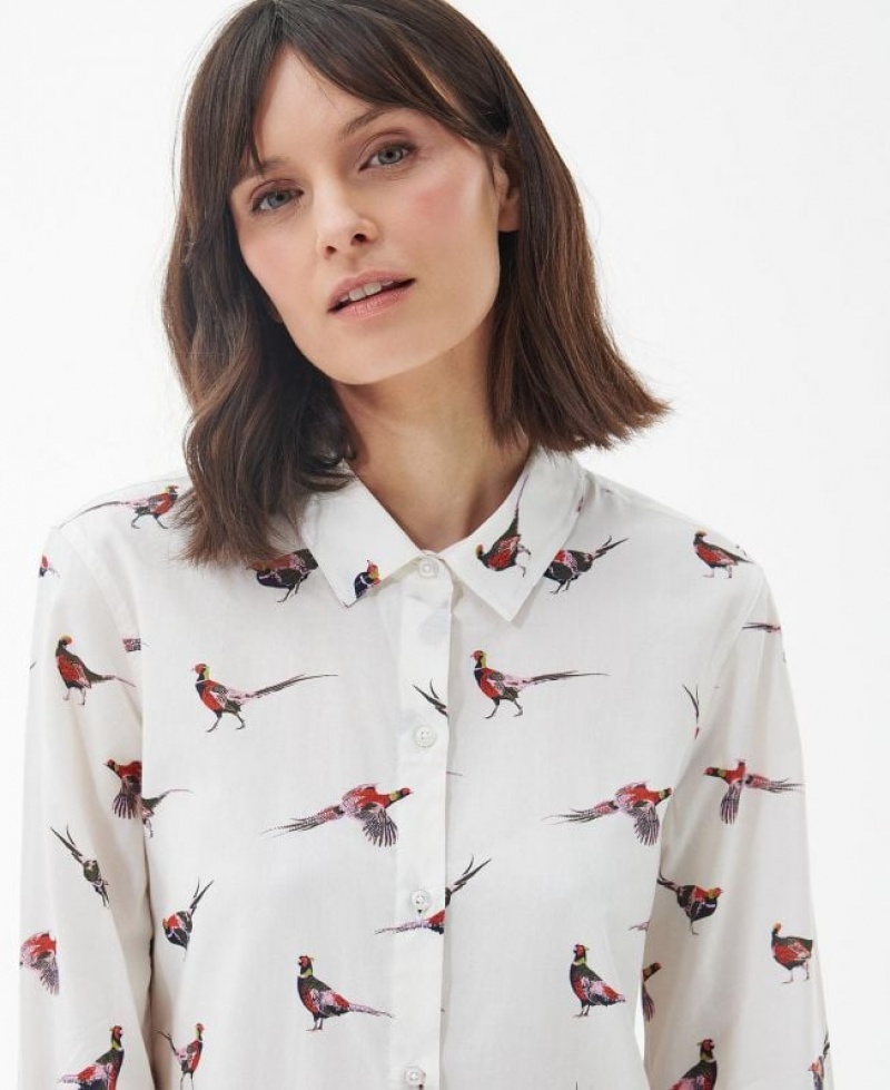 White / Red / Black Women Barbour Safari Relaxed Shirts | US-2874EPMGZ