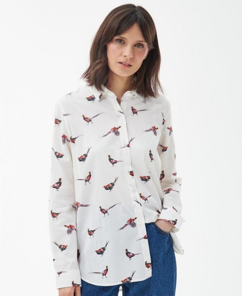 White / Red / Black Women Barbour Safari Relaxed Shirts | US-2874EPMGZ