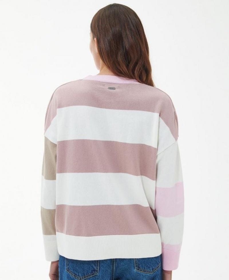 White / Rose Women Barbour Bradley Knitted Sweater | US-6150ORQIZ