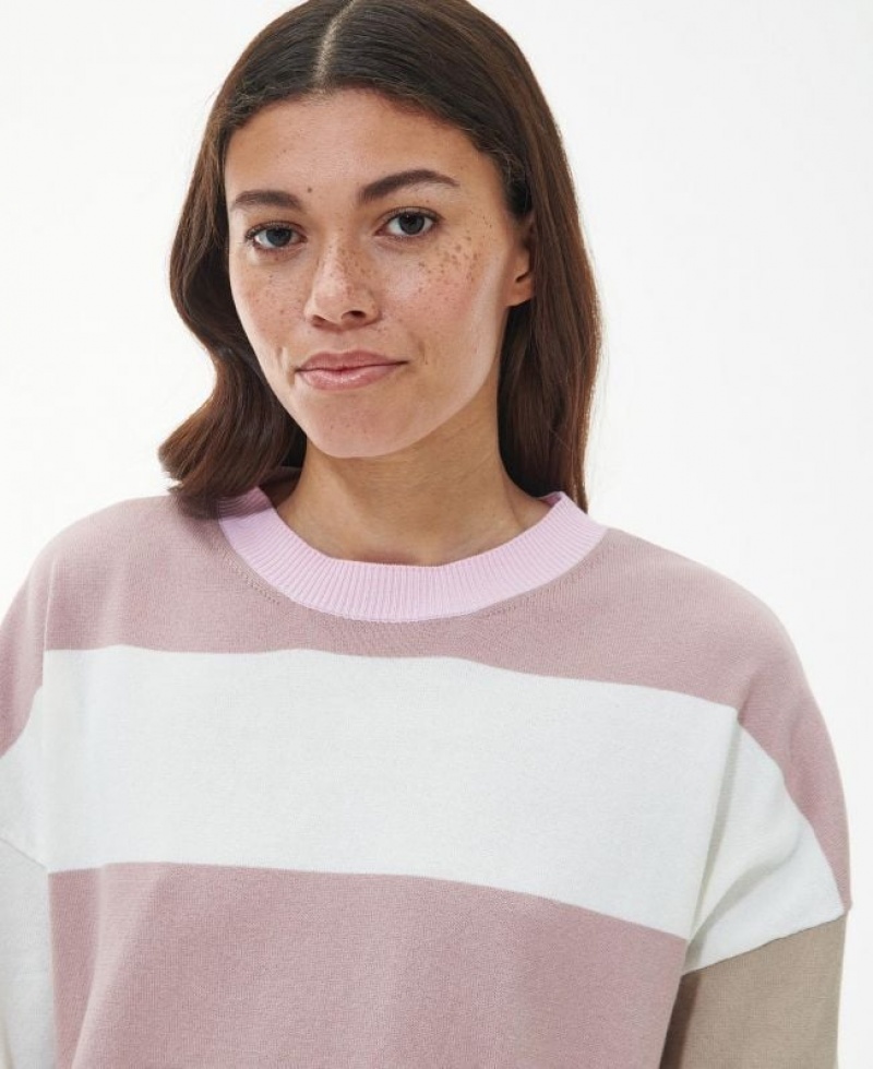 White / Rose Women Barbour Bradley Knitted Sweater | US-6150ORQIZ