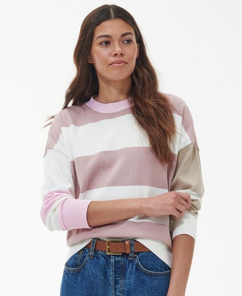 White / Rose Women Barbour Bradley Knitted Sweater | US-6150ORQIZ