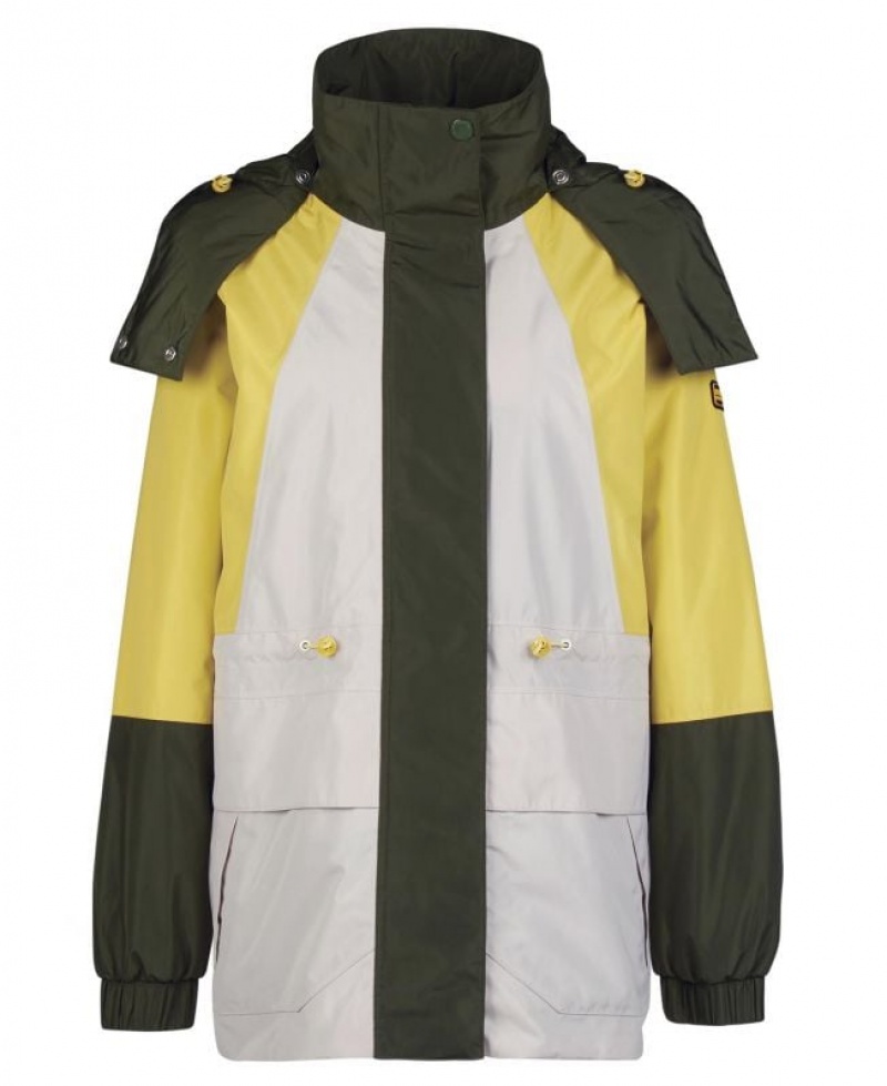 White / Yellow / Olive Women Barbour International Pendleton Waterproof Jacket | US-9160FMUCD